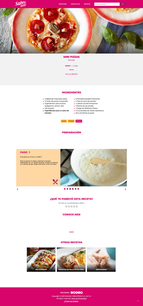 Portafolio Sabrosano Web Receta 1 - Avada 360